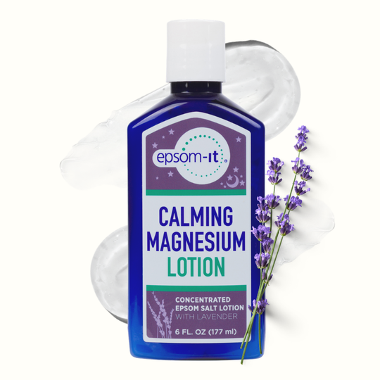 Calming Magnesium Lotion with Lavender Bottle banner